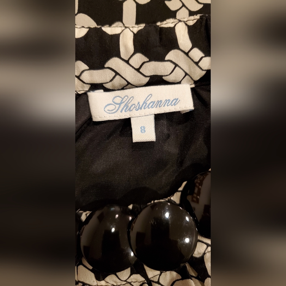 Shoshanna Black and White Patterned Dress,Halter Neck Size 8. - Picture 11 of 13